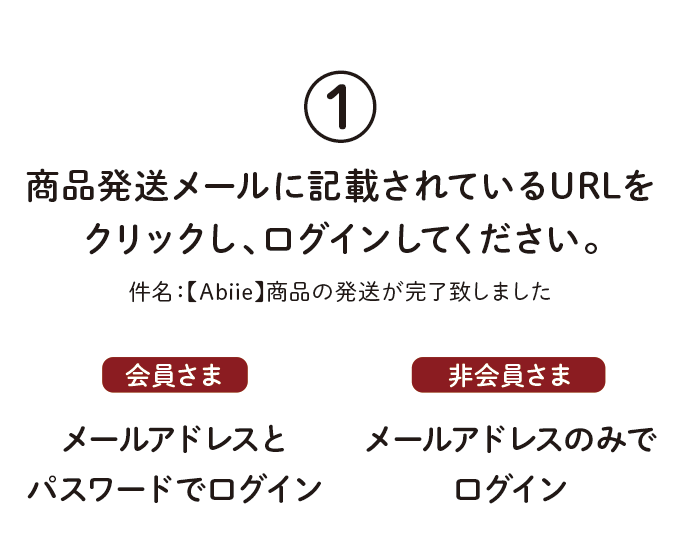 1.発送メールに記載されたURLをクリックし、ログイン