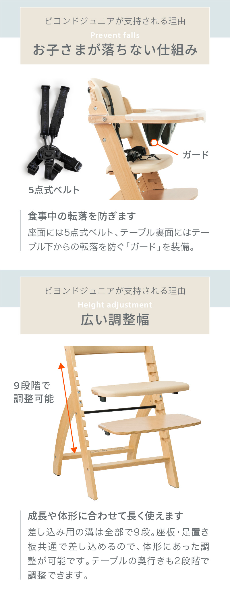 お子さまが落ちない仕組み