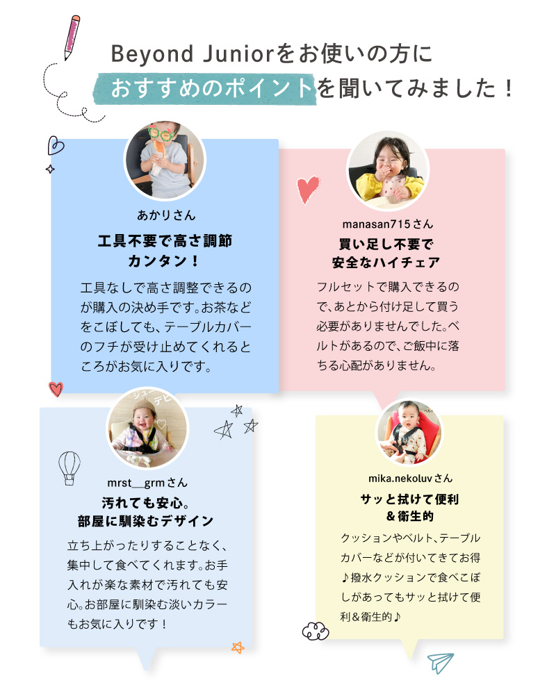 ビヨンドジュニア ハイチェア】 ナチュラル・ホワイト